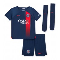 Otroški Nogometni dresi Paris Saint-Germain Manuel Ugarte #4 Domači 2023-24 Kratek Rokav (+ Kratke hlače)